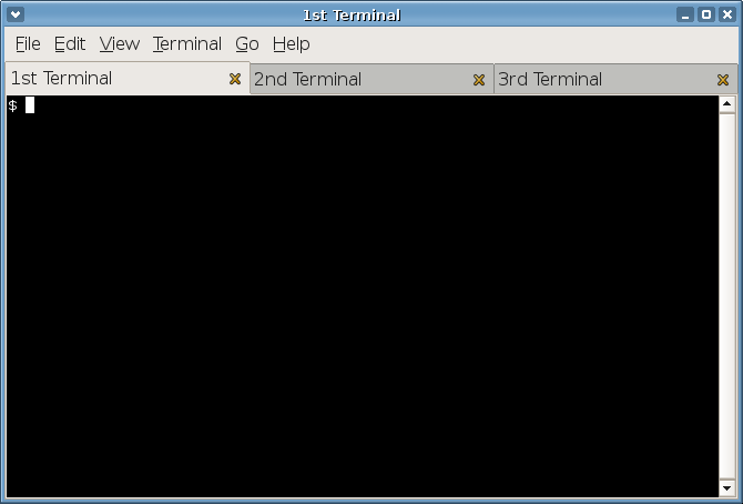 Example of a terminal window with tabs